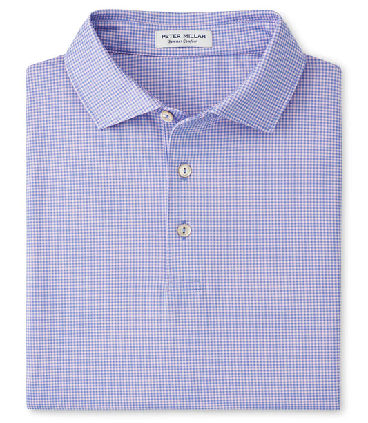 Gingham Performance Jersey Polo in Seaside Blue by Peter Millar
