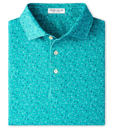 Day of the Dead Performance Jersey Polo in Meadow by Peter Millar