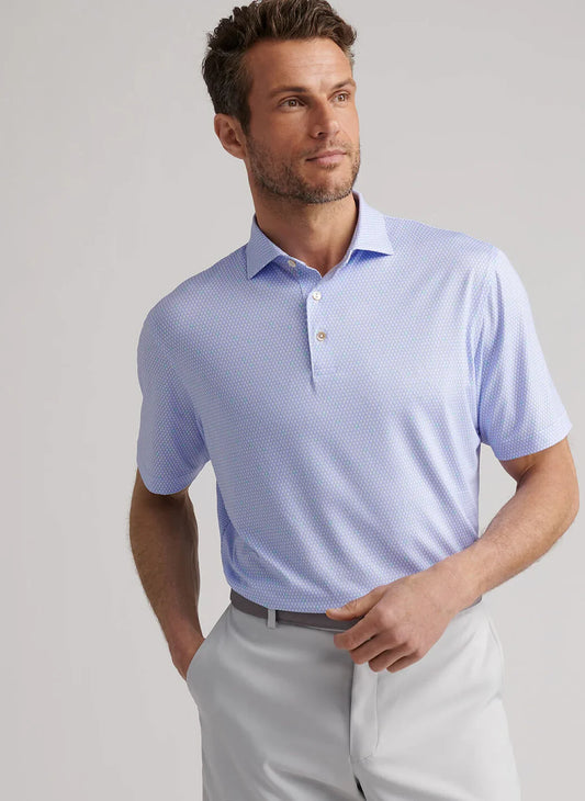 Geo Skull Performance Jersey Polo in White by Peter Millar