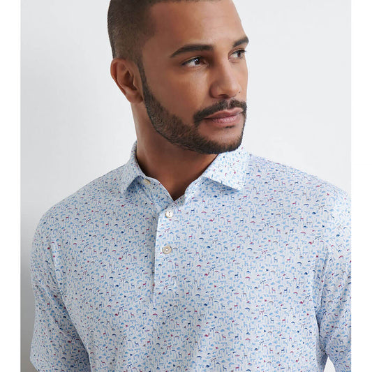 On The Hunt Performance Jersey Polo in White by Peter Millar