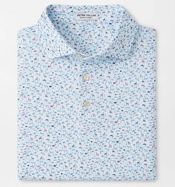 On The Hunt Performance Jersey Polo in White by Peter Millar