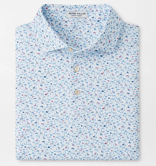 On The Hunt Performance Jersey Polo in White by Peter Millar