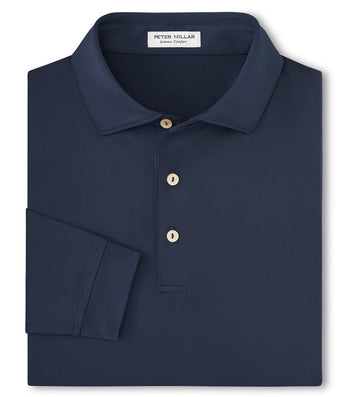 Solid Stretch Jersey Long Sleeve Polo in Navy by Peter Millar