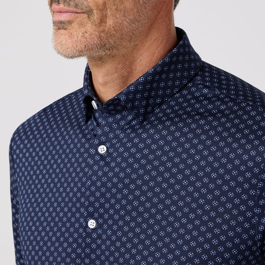 Halyard Short Sleeve Dress Shirt in Navy Gem by Mizzen+Main