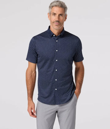 Halyard Short Sleeve Dress Shirt in Navy Gem by Mizzen+Main