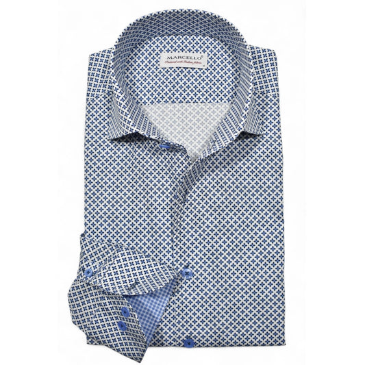 Navy Cross Medallion Sport Shirt in Navy by Marcello