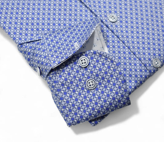 Blue Circle Medallion Sport Shirt in Royal/Slate by Marcello