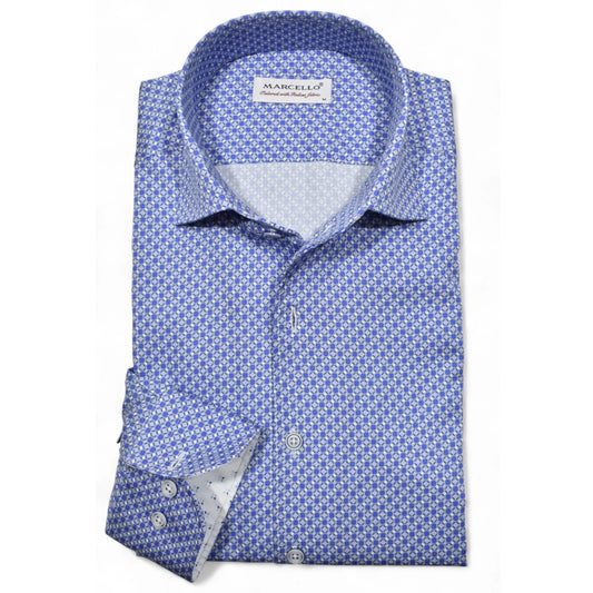 Blue Circle Medallion Sport Shirt in Royal/Slate by Marcello