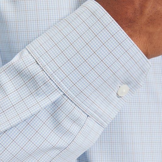 Leeward Dress Shirt in Light Blue Mini Plaid by Mizzen+Main