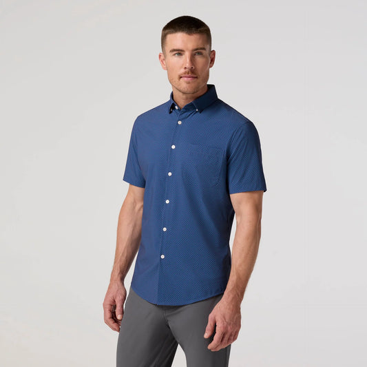 Leeward Short Sleeve Dress Shirt in Set Sail Dual Dots by Mizzen+Main