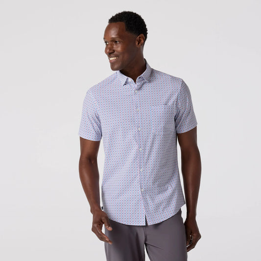Leeward Short Sleeve Dress Shirt in White Abstract Circle by Mizzen+Main