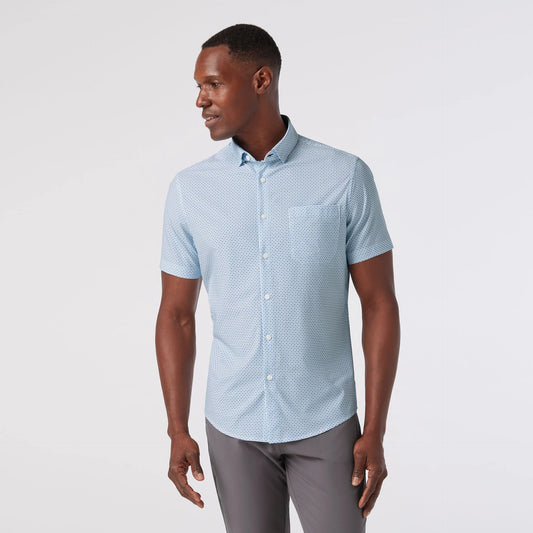 Leeward Short Sleeve Dress Shirt in White Geo by Mizzen+Main