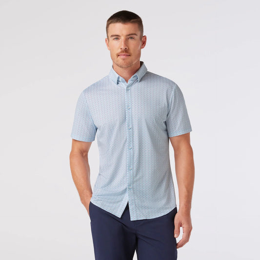 Halyard Short Sleeve Dress Shirt in Light Blue Trellus by Mizzen+Main
