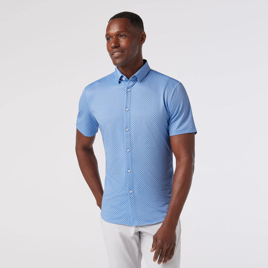 Halyard Short Sleeve Dress Shirt in Provence Enlarged Dot by Mizzen+Main