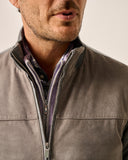 Zuko Lamb Suede Bomber Jacket in Graphite by Johnnie-O