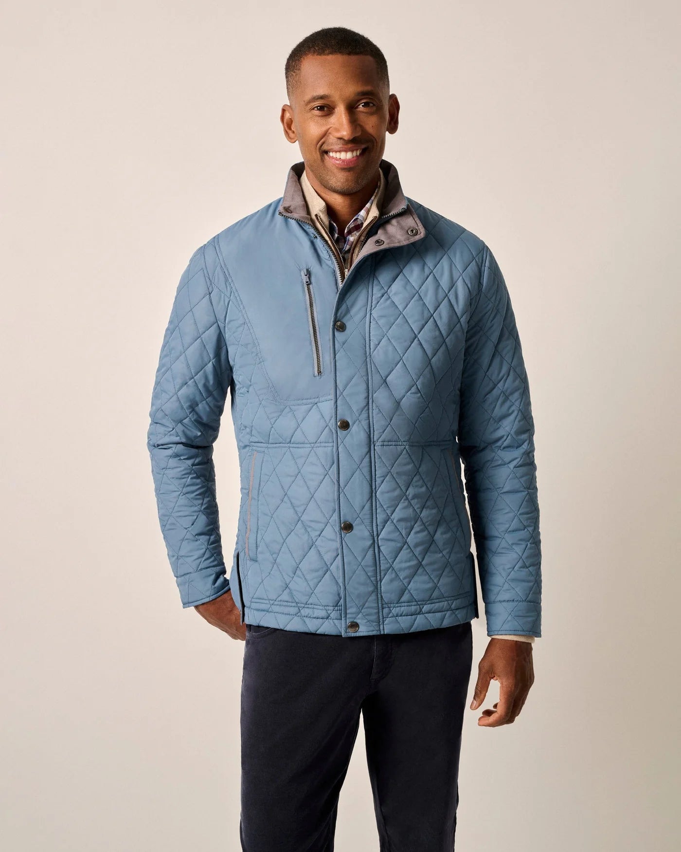 Juno Quilted Snap Jacket in Sailor by Johnnie-O – Logan's of Lexington Juno Quilted Snap Jacket in Sailor by Johnnie-O – Logan's of Lexington
