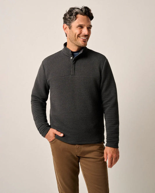 Benjy Heathered Henley Pullover in Heather Black by Johnnie-O