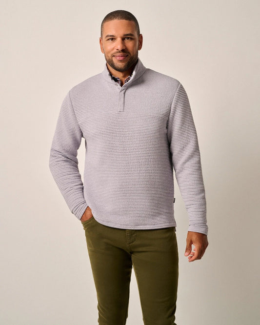 Benjy Heathered Henley Pullover in Seal by Johnnie-O
