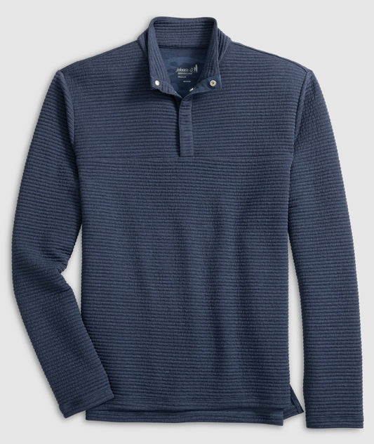 Benjy Heathered Henley Pullover in Navy by Johnnie-O