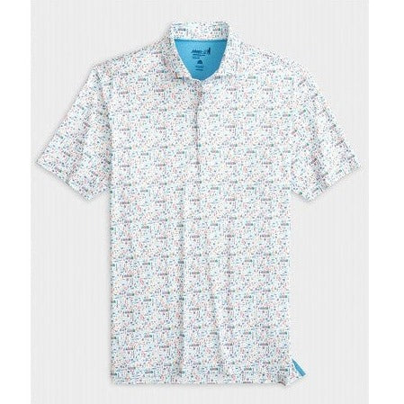 Sweet Carolinas Printed Jersey Performance Polo in White by Johnnie-O