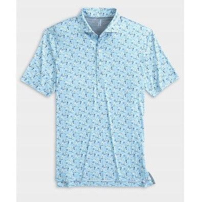 Air Mail Printed Featherweight Performance Polo in Gulf Blue by Johnnie-O