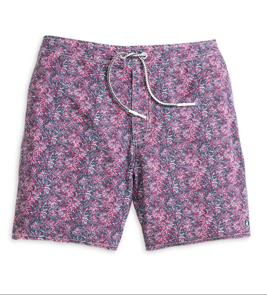 Star Spangled Half Elastic 7" Surf Shorts in Punch by Johnnie-O