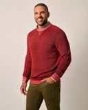 Burgess Garment-Dyed Crewneck Sweater in Merlot by Johnnie-O