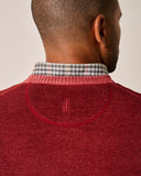 Burgess Garment-Dyed Crewneck Sweater in Merlot by Johnnie-O