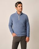 Mayfair Cashmere Quarter Zip Sweater in Laguna Blue by Johnnie-O