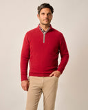 Mayfair Cashmere Quarter Zip Sweater in Persian Red by Johnnie-O