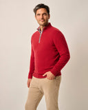 Mayfair Cashmere Quarter Zip Sweater in Persian Red by Johnnie-O