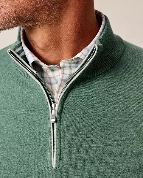Desmond Plaited Cotton Blend 1/4 Zip Sweater in Rover by Johnnie-O