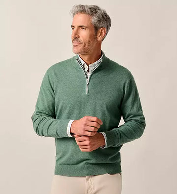 Desmond Plaited Cotton Blend 1/4 Zip Sweater in Rover by Johnnie-O