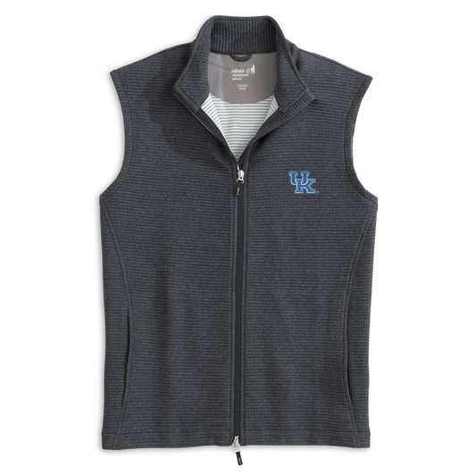 University of Kentucky Reggie Ribbed Performance Vest in Black by Johnnie-O