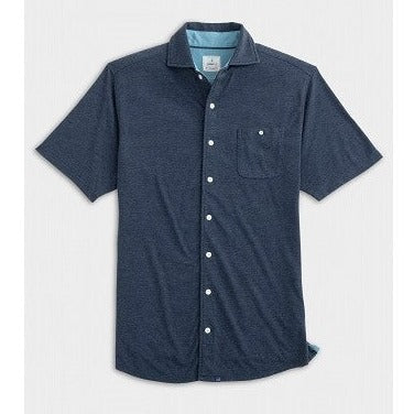 Crouch Knit Short Sleeve Button-Up Shirt in Navy by Johnnie-O