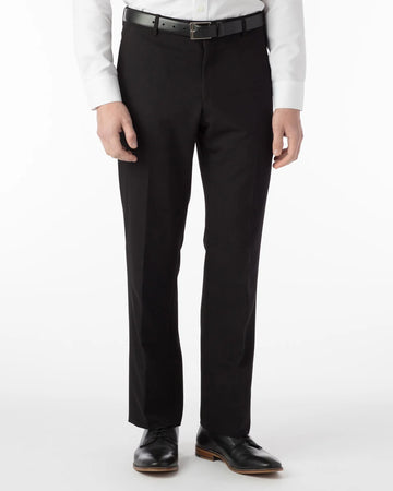 Comfort "EZE" Commuter Bi-Stretch Gabardine Flat Front Dunhill Dress Pant in Black by Ballin