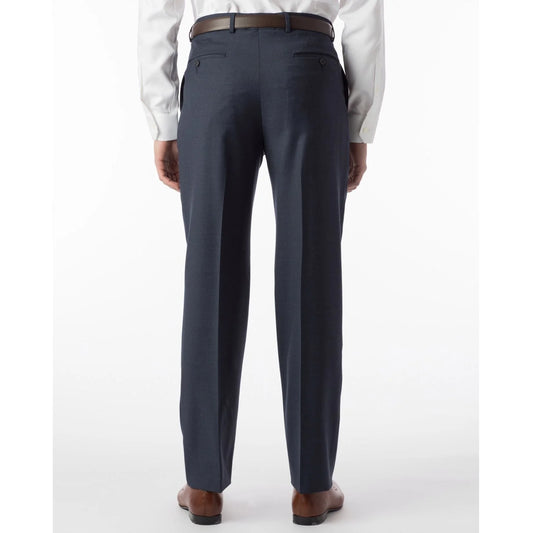 Comfort "EZE" Commuter Bi-Stretch Gabardine Flat Front Dunhill Dress Pant in Blue Mix by Ballin