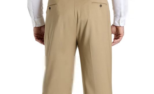 Super 120's Gabardine Pleated Manchester Dress Pant in Tan by Ballin