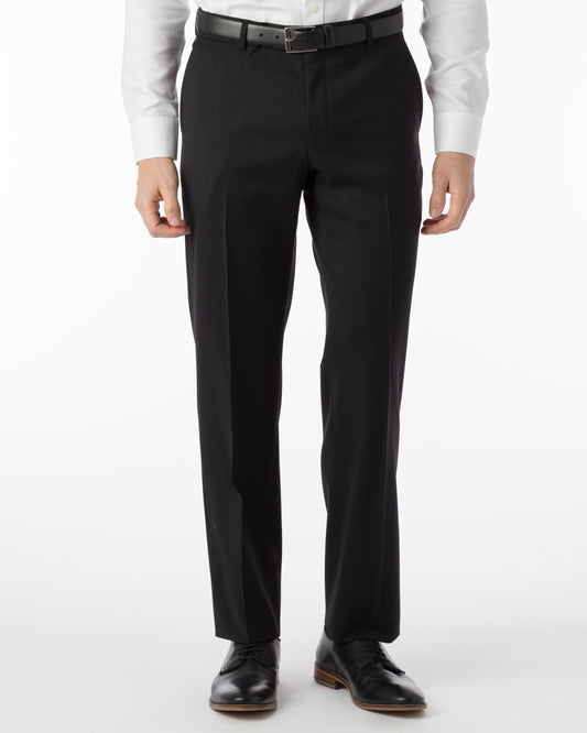 Super 120's Gabardine Flat Front Dunhill Dress Pant in Black by Ballin