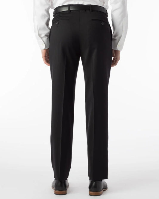 Super 120's Gabardine Flat Front Dunhill Dress Pant in Black by Ballin