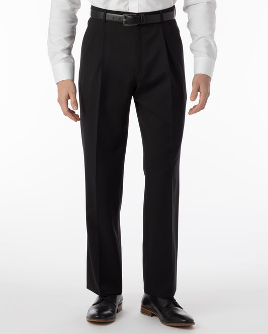 Super 120's Gabardine Pleated Manchester Dress Pant in Black by Ballin