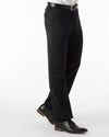 Super 120's Gabardine Flat Front Dunhill Dress Pant in Black by Ballin