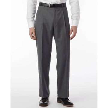 Super 120's Gabardine Pleated Manchester Dress Pant in Mid Grey by Ballin