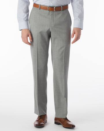 Super 120's Gabardine Flat Front Dunhill Dress Pant in Pearl Grey by Ballin
