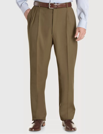 Super 120's Gabardine Pleated Manchester Dress Pant in Saddle by Ballin