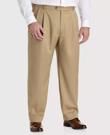 Super 120's Gabardine Pleated Manchester Dress Pant in Tan by Ballin