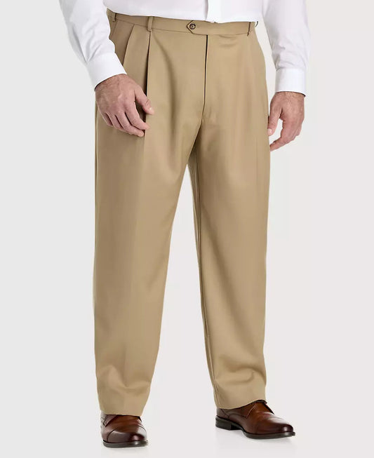 Super 120's Gabardine Pleated Manchester Dress Pant in Tan by Ballin
