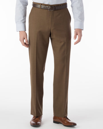 Super 120's Comfort "EZE" 4 Harness Serge Modern Flat Front Soho Dress Pant in Tobacco by Ballin