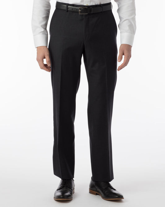 Super 120's Comfort "EZE" 4 Harness Serge Modern Flat Front Soho Dress Pant in Charcoal by Ballin
