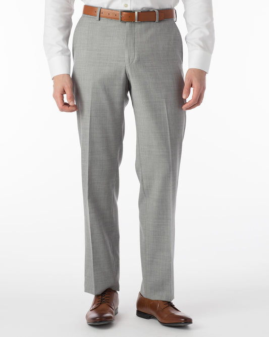 Super 120's Comfort "EZE" 4 Harness Serge Modern Flat Front Soho Dress Pant in Light Grey by Ballin